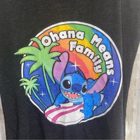 Disney Stitch Ohana Printed Black Tank - Picture 2 of 4